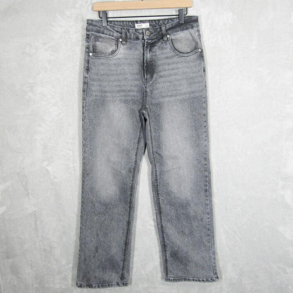 Oat New York Jeans Womens 10 30 High Rise Straight Leg Patch Pocket Gray